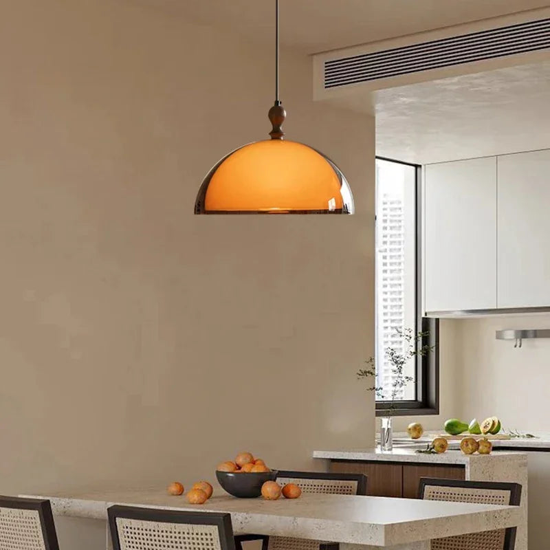Dark Wood Brown Acrylic Pendant Ceiling Lamp Light - Besontique Home