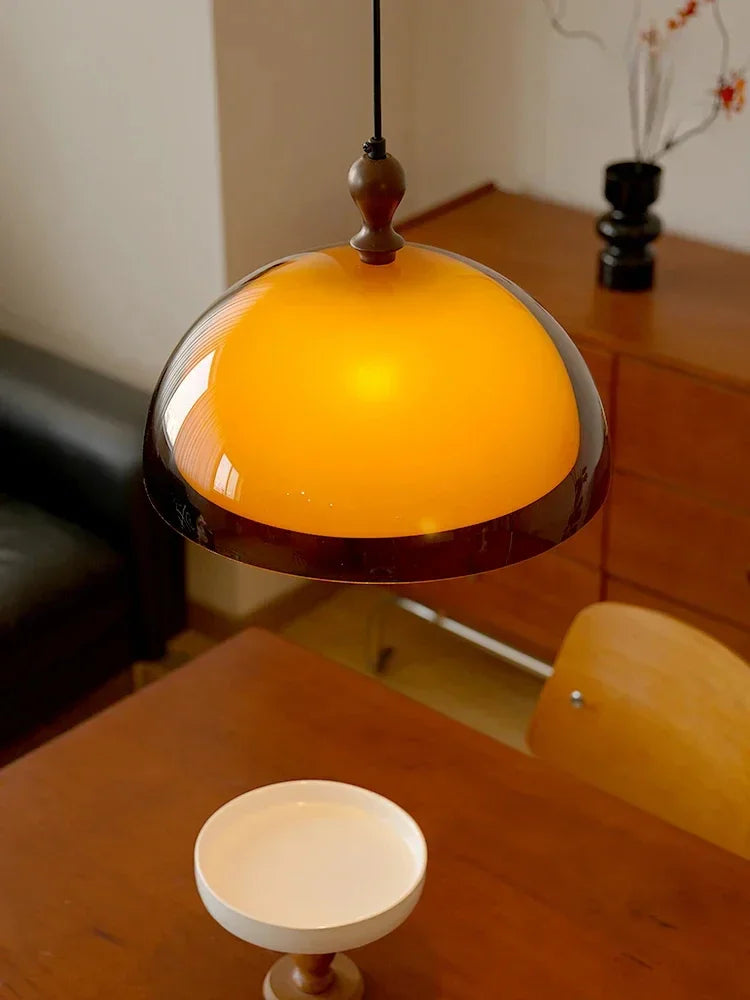 Dark Wood Brown Acrylic Pendant Ceiling Lamp Light - Besontique Home
