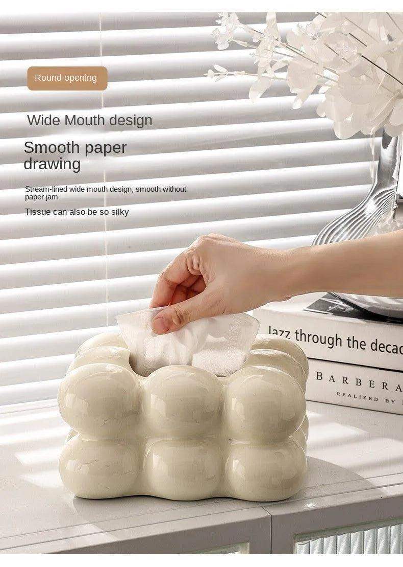 Decorative Ceramics Marshmallow Shape Tissue Box Case │ Modern Napkin Holder Organizer - Besontique Home