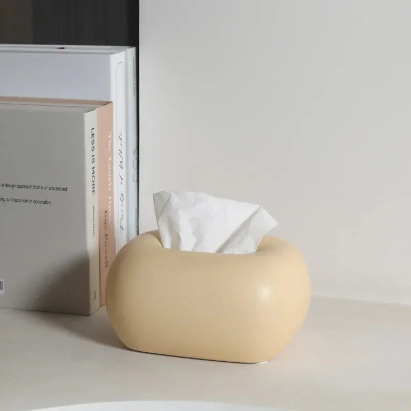 Decorative Ceramics Round Corner Tissue Box Case │ Minimal Napkin Holder Organizer - Besontique Home