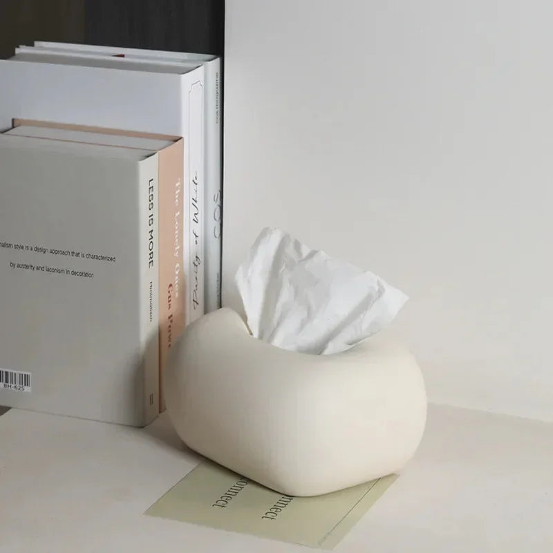 Decorative Ceramics Round Corner Tissue Box Case │ Minimal Napkin Holder Organizer - Besontique Home