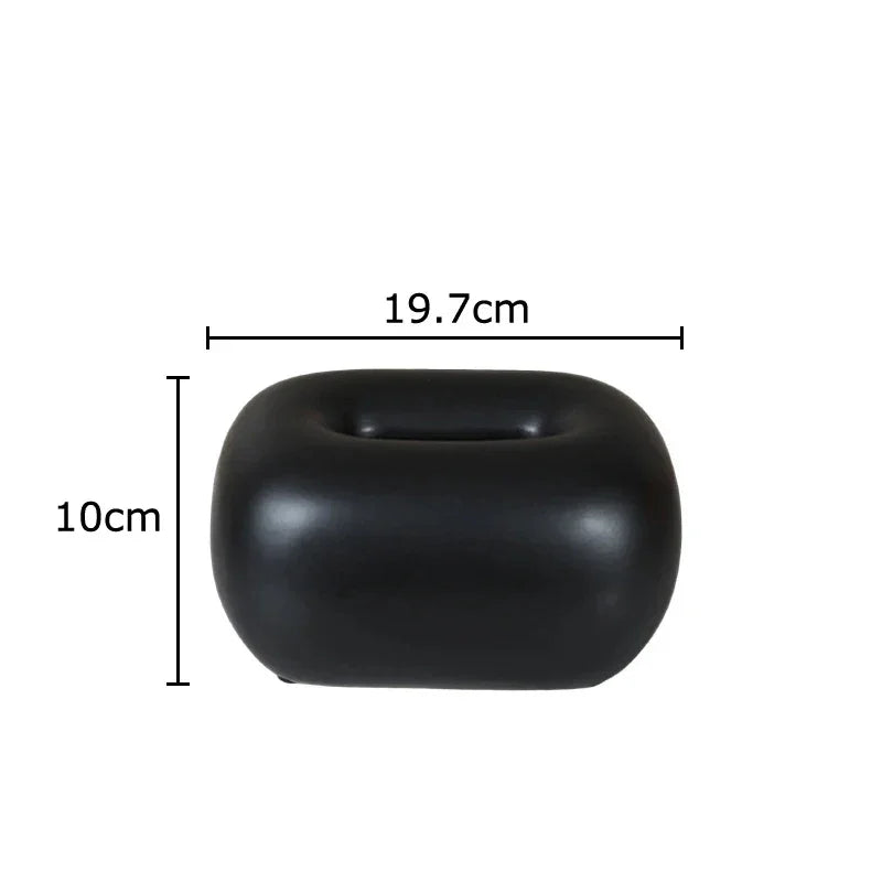 Decorative Ceramics Round Corner Tissue Box Case │ Minimal Napkin Holder Organizer - Besontique Home