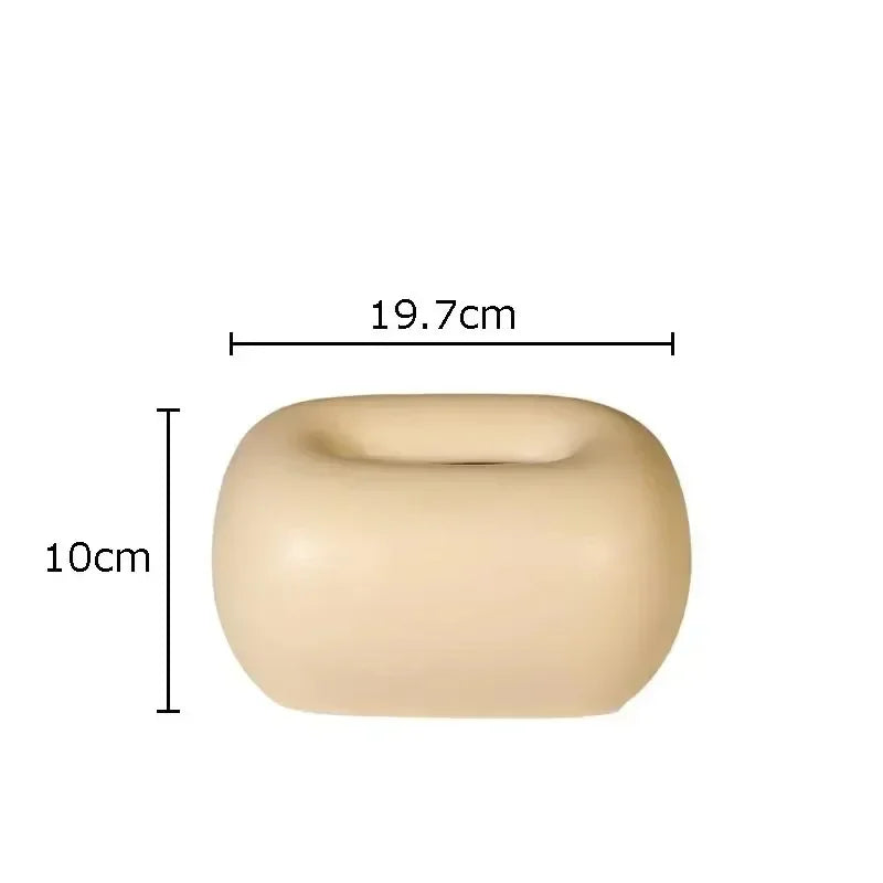 Decorative Ceramics Round Corner Tissue Box Case │ Minimal Napkin Holder Organizer - Besontique Home