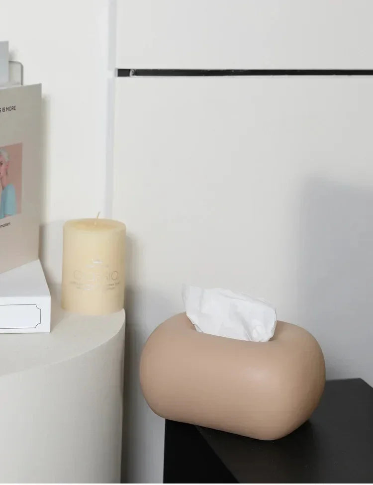 Decorative Ceramics Round Corner Tissue Box Case │ Minimal Napkin Holder Organizer - Besontique Home