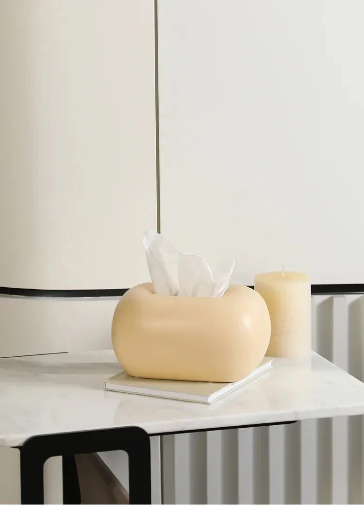 Decorative Ceramics Round Corner Tissue Box Case │ Minimal Napkin Holder Organizer - Besontique Home