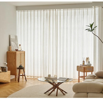 Modern Boho Style Linen Stripe Curtain in Neutral Tone Besontique Home Decor 