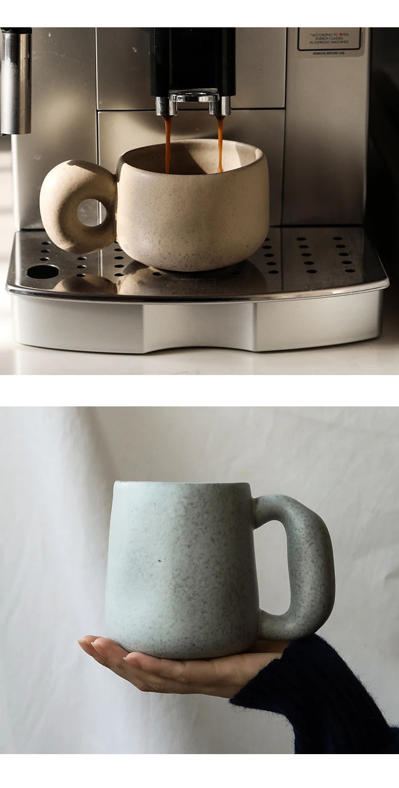 Modern Japanese Stoneware Retro Coffee Mug │ Neutral Aesthetic Decorative Cups Kitchenware Besontique Home Decor