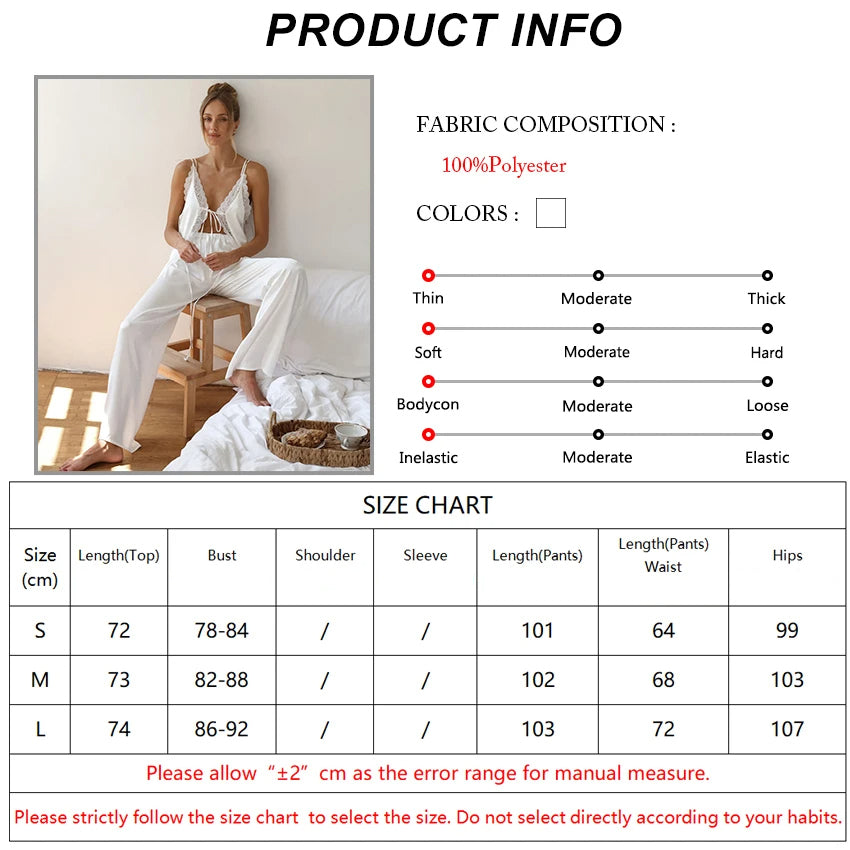 Elegant Lace Strap Pajamas Pants Homewear Set │Casual Sleepwear - Besontique Home