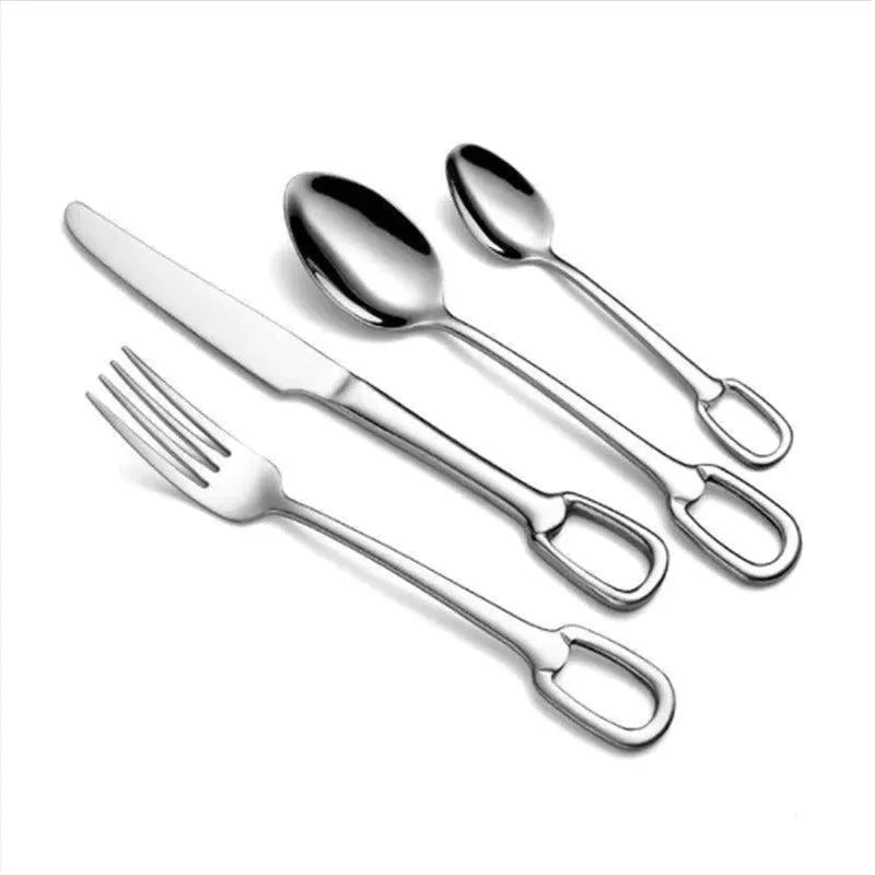 European Style Luxury Cutlery 4 pcs Set │ Stainless Steel Knife Fork Spoon Modern Tableware Elegant Kitchenware - Besontique Home