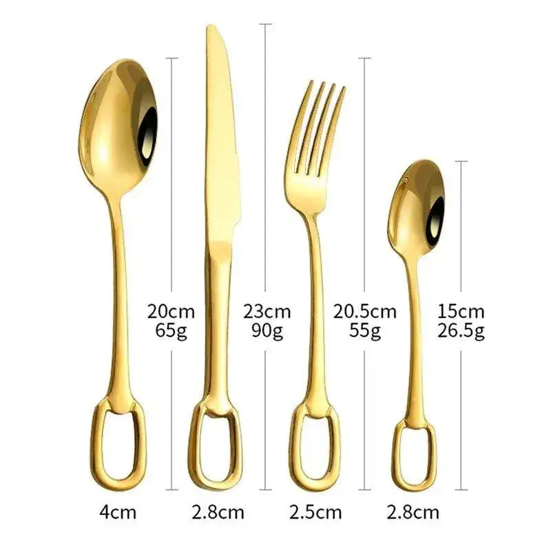 european-style-luxury-cutlery-4-pcs-set-stainless-steel-knife-fork-spoon-modern-tableware-elegant-kitchenware-besontique-home-61933 - Besontique Home
