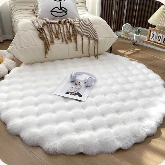 Faux Fur Fluffy Plush Round Rug │ Soft Bubble Velvet Wool-like Anti-slip Floor Carpet - Besontique Home