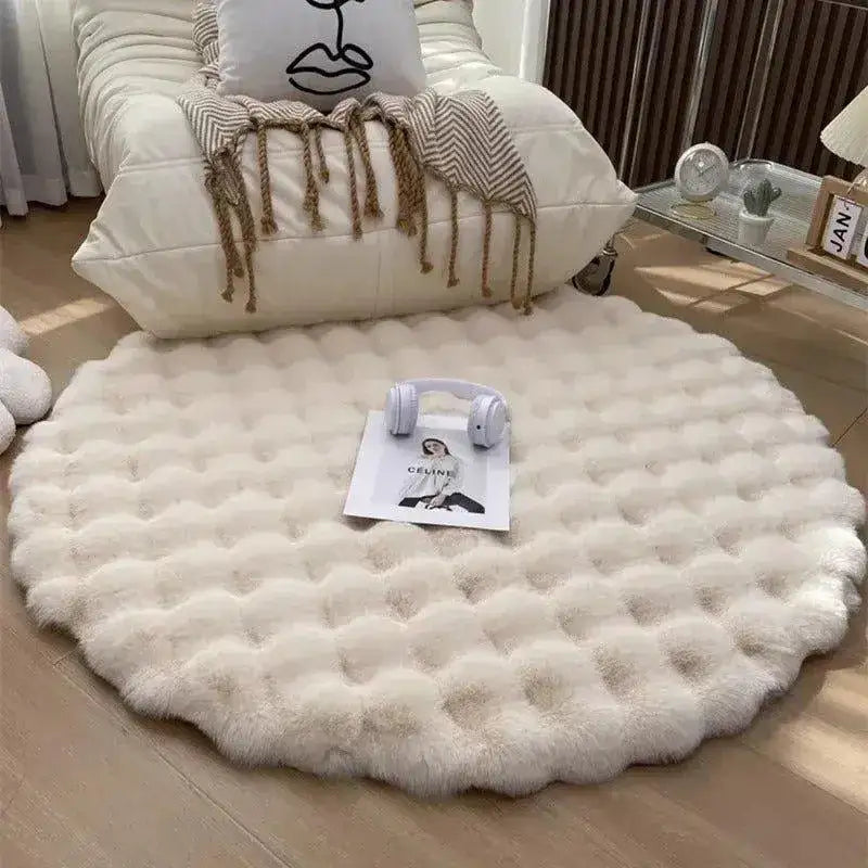 faux-fur-fluffy-plush-round-rug-soft-bubble-velvet-wool-like-anti-slip-floor-carpet-besontique-home-78460 - Besontique Home