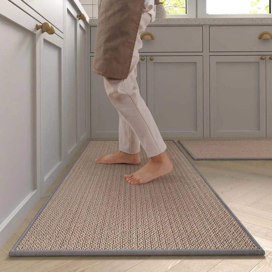 Faux Woven Washable Non-slip Kitchen Rug │ Faux Sisal Running Floor Mat - Besontique Home