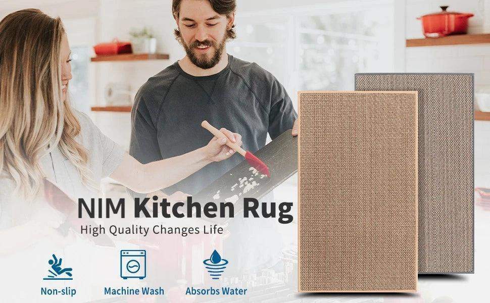 Faux Woven Washable Non-slip Kitchen Rug │ Faux Sisal Running Floor Mat - Besontique Home
