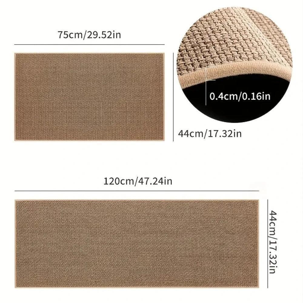 Faux Woven Washable Non-slip Kitchen Rug │ Faux Sisal Running Floor Mat - Besontique Home