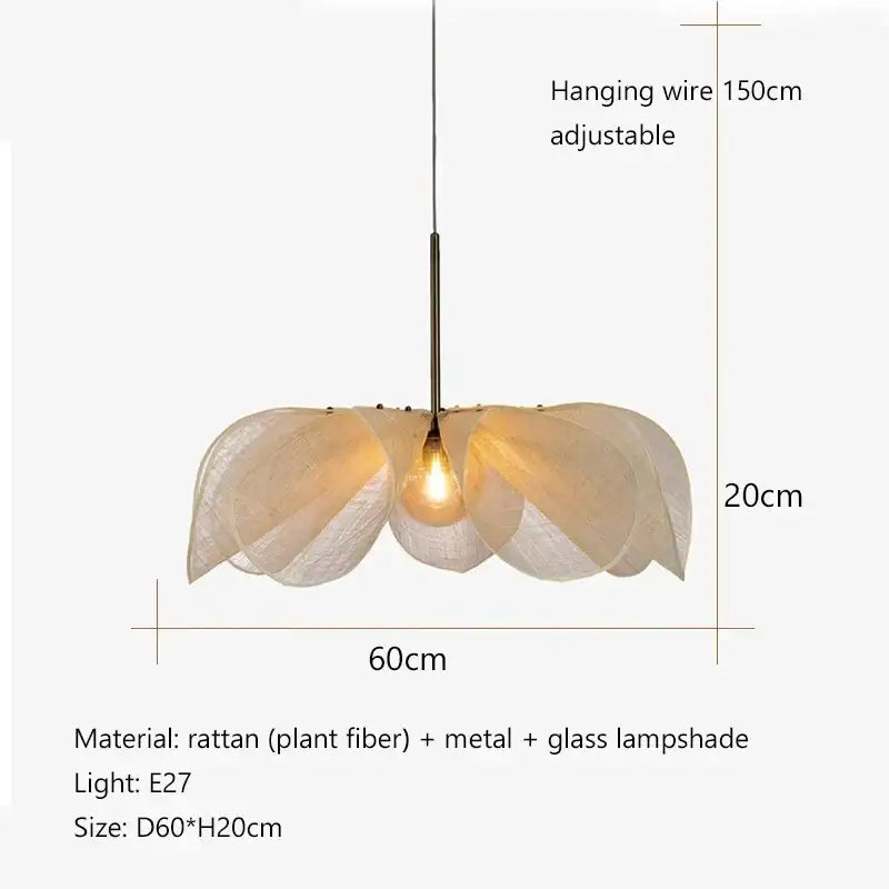 french-art-deco-fabric-petal-pendant-ceiling-light-boho-vintage-chandelier-hanging-lamp-besontique-home-47148 - Besontique Home