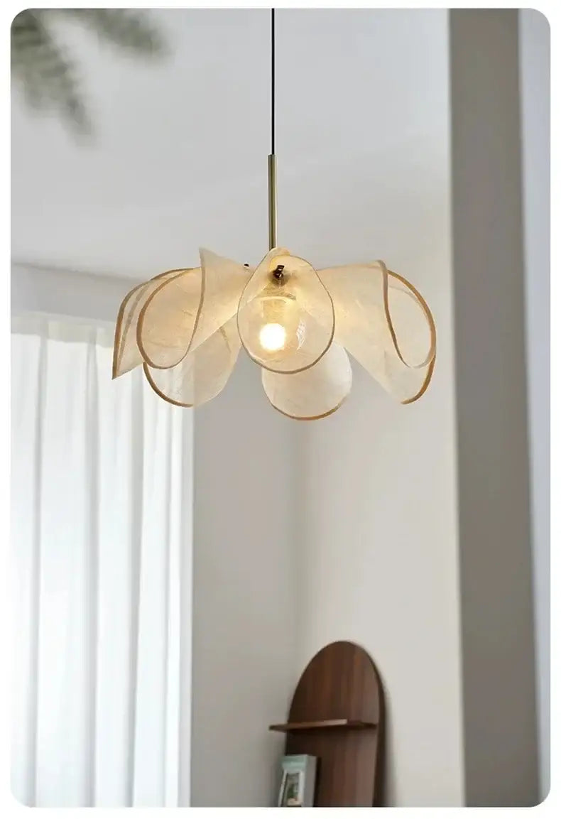 french-art-deco-fabric-petal-pendant-ceiling-light-boho-vintage-chandelier-hanging-lamp-besontique-home-52744 - Besontique Home