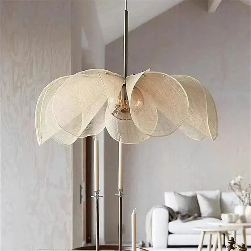 french-art-deco-fabric-petal-pendant-ceiling-light-boho-vintage-chandelier-hanging-lamp-besontique-home-72223 - Besontique Home