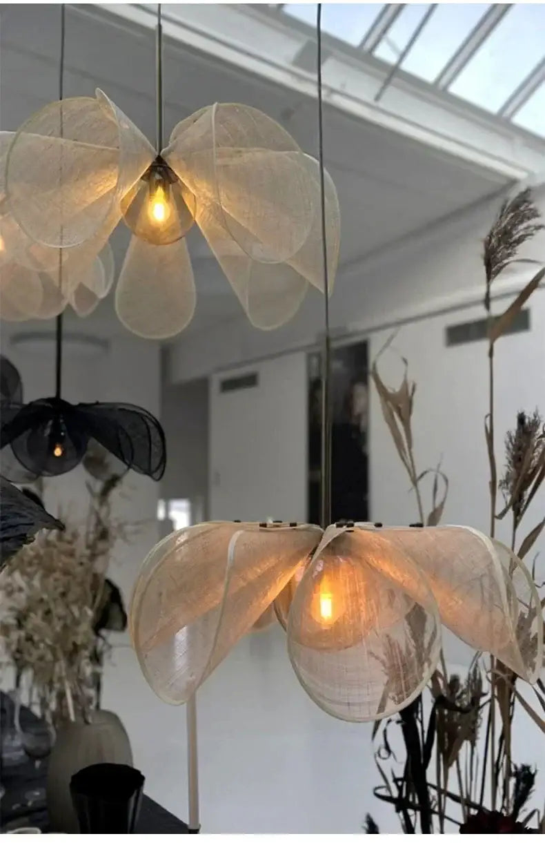 french-art-deco-fabric-petal-pendant-ceiling-light-boho-vintage-chandelier-hanging-lamp-besontique-home-76906 - Besontique Home