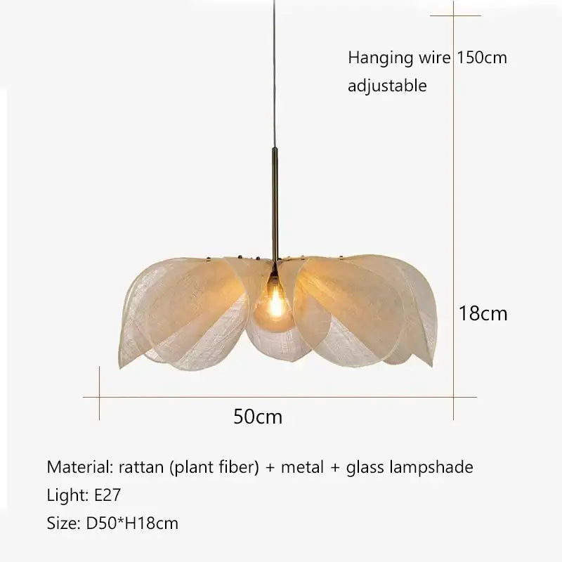 french-art-deco-fabric-petal-pendant-ceiling-light-boho-vintage-chandelier-hanging-lamp-besontique-home-81705 - Besontique Home