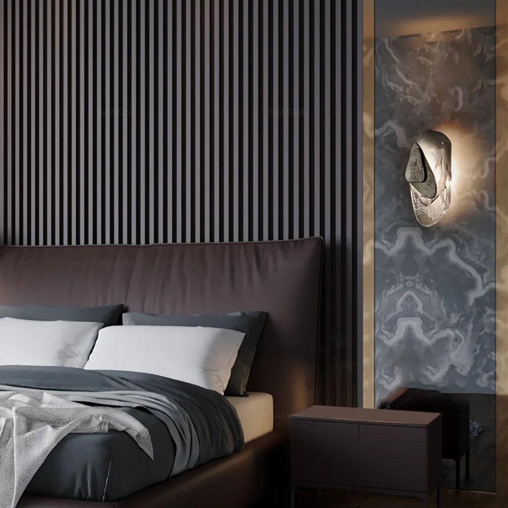 Geometric Design Modern LED Wall Light Lamp (Gold/Black/Rust) │ Bedside Wall Mounted Lighting - Besontique Home