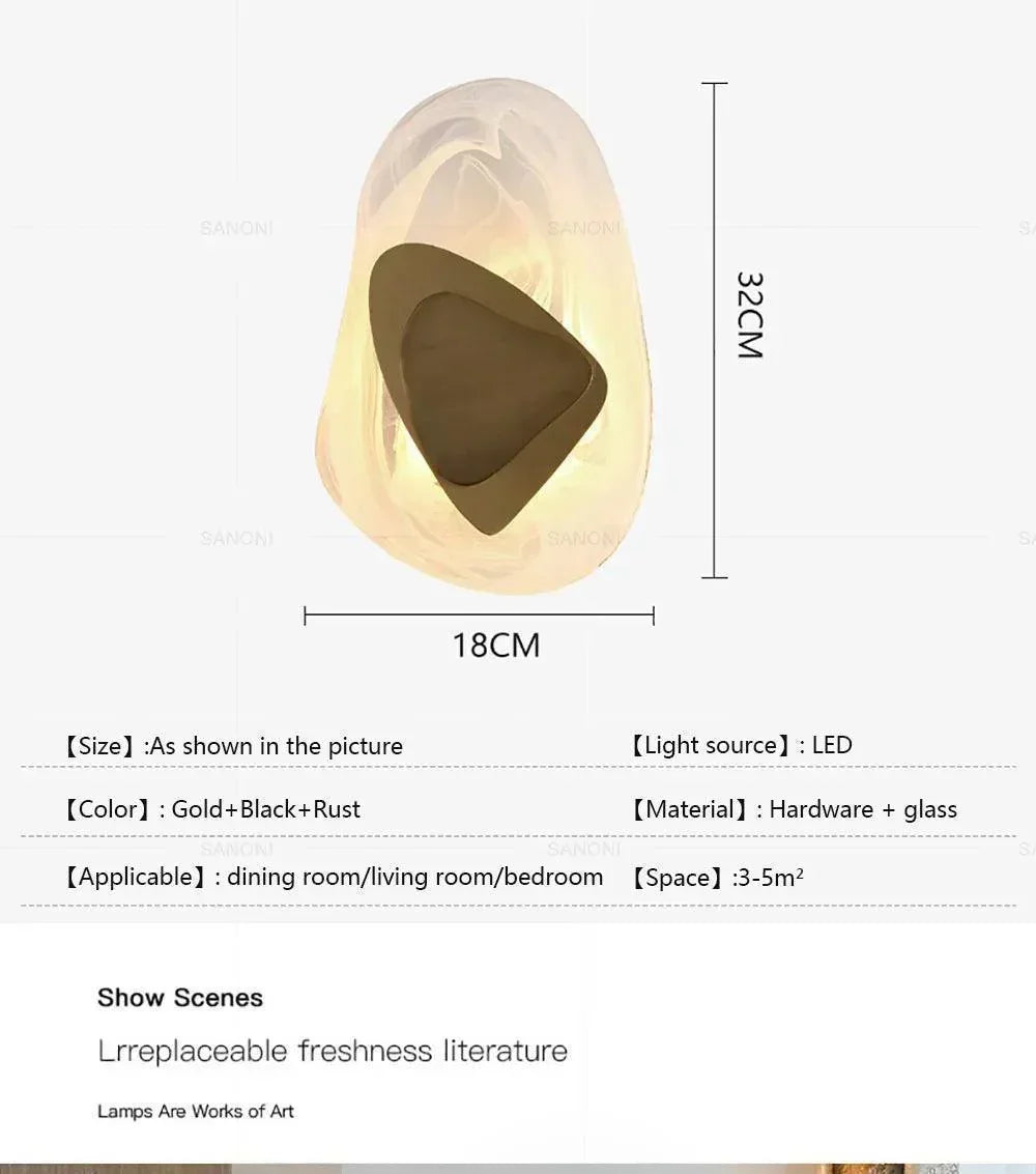 Geometric Design Modern LED Wall Light Lamp (Gold/Black/Rust) │ Bedside Wall Mounted Lighting - Besontique Home