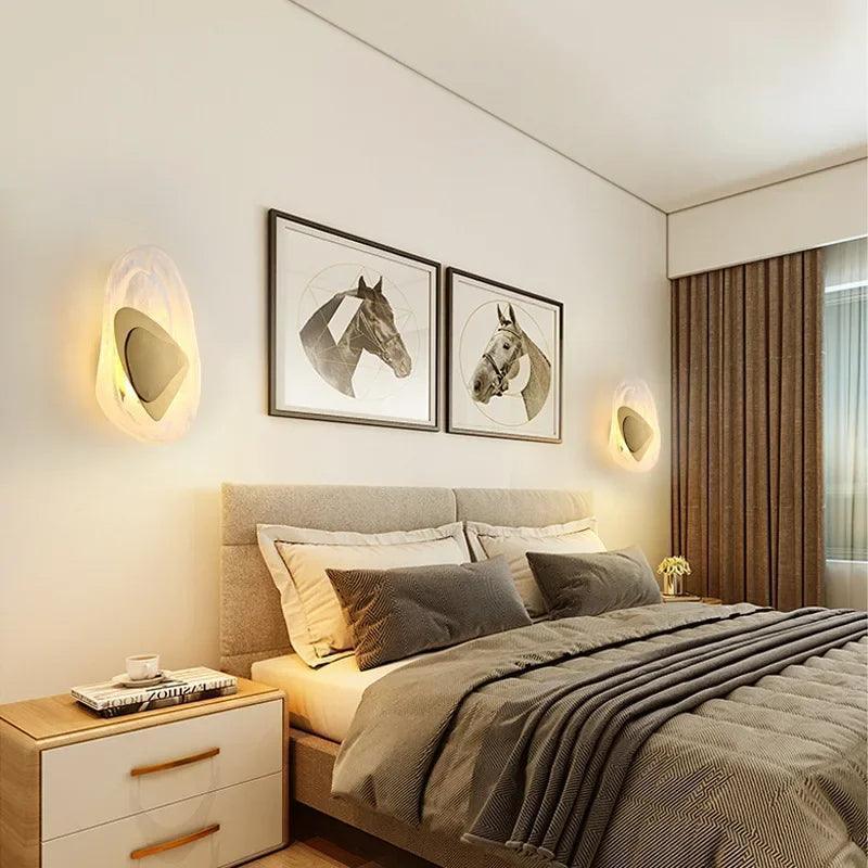 Geometric Design Modern LED Wall Light Lamp (Gold/Black/Rust) │ Bedside Wall Mounted Lighting - Besontique Home