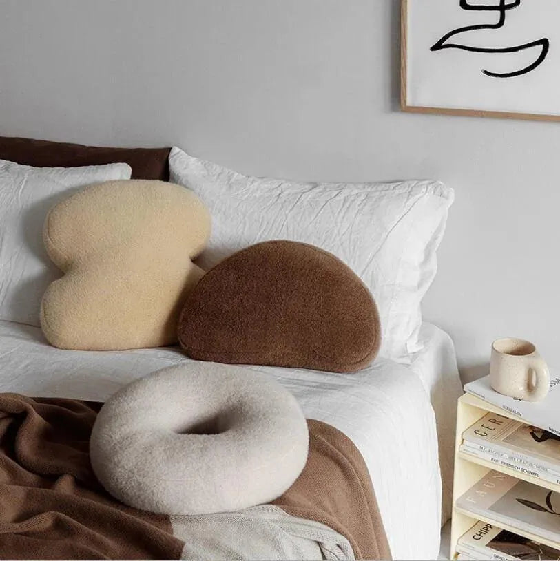 Geometric Solid Plush Sofa Cushions │ Neutral Tone Decorative Throw Pillows - Besontique Home