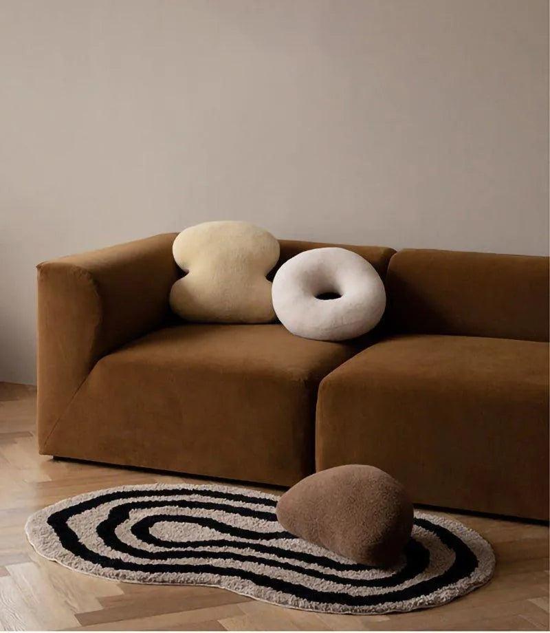Geometric Solid Plush Sofa Cushions │ Neutral Tone Decorative Throw Pillows - Besontique Home