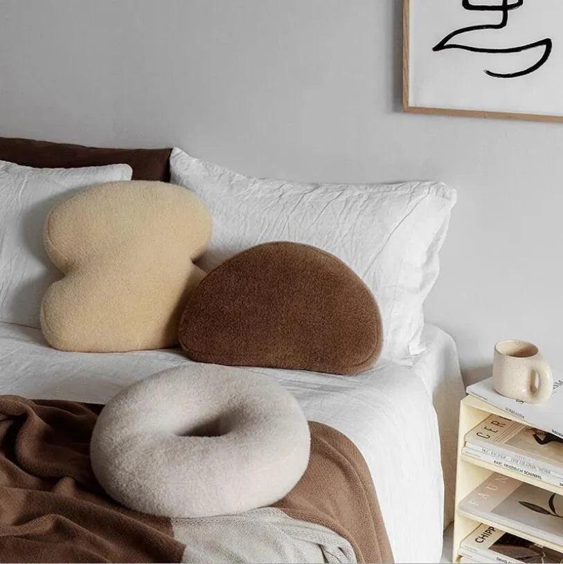 Geometric Solid Plush Sofa Cushions │ Neutral Tone Decorative Throw Pillows - Besontique Home