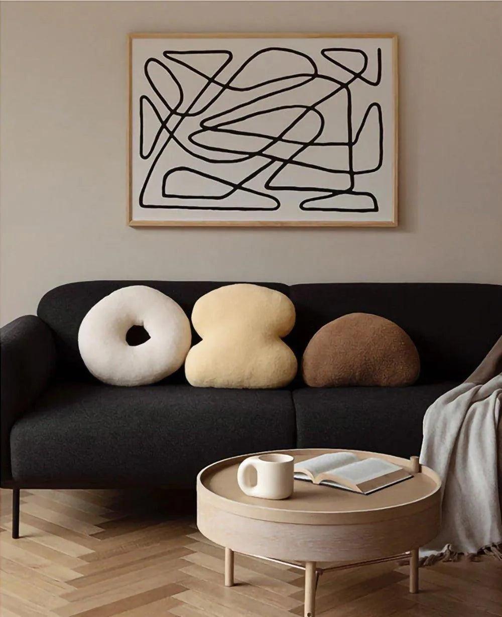 Geometric Solid Plush Sofa Cushions │ Neutral Tone Decorative Throw Pillows - Besontique Home