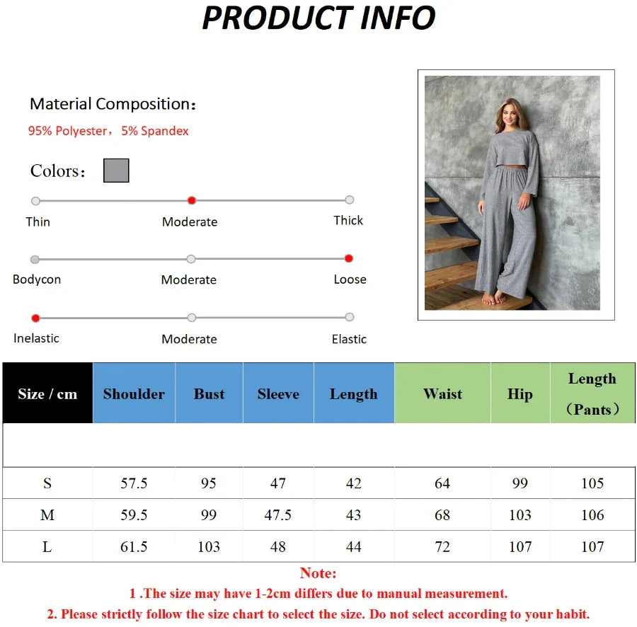 Grey Long Sleeve Jacquard Pajama 2 Piece Set │ Homewear - Besontique Home