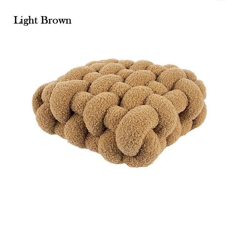 Hand Woven Knot Square Seat Cushion │ Wool Solid Color Throw Pillow - Besontique Home