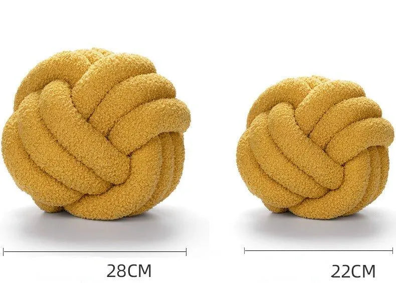 Hand-woven Knotted Ball Cushion │ Sofa Living Room Decorative Spherical Throw Pillow - Besontique Home