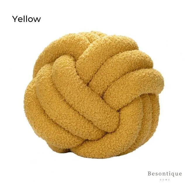 Hand-woven Knotted Ball Cushion │ Sofa Living Room Decorative Spherical Throw Pillow - Besontique Home