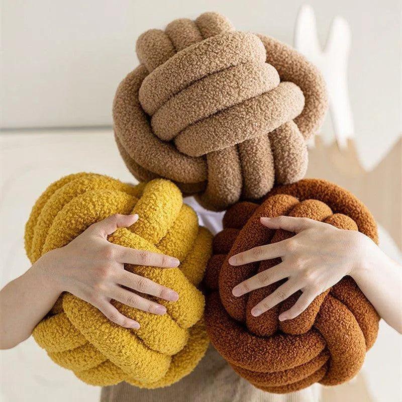 Hand-woven Knotted Ball Cushion │ Sofa Living Room Decorative Spherical Throw Pillow - Besontique Home