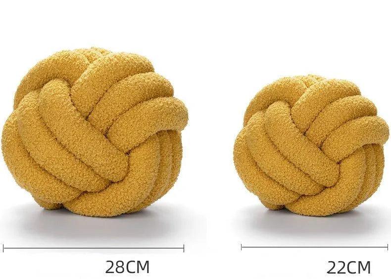 Hand-woven Knotted Ball Cushion │ Sofa Living Room Decorative Spherical Throw Pillow - Besontique Home
