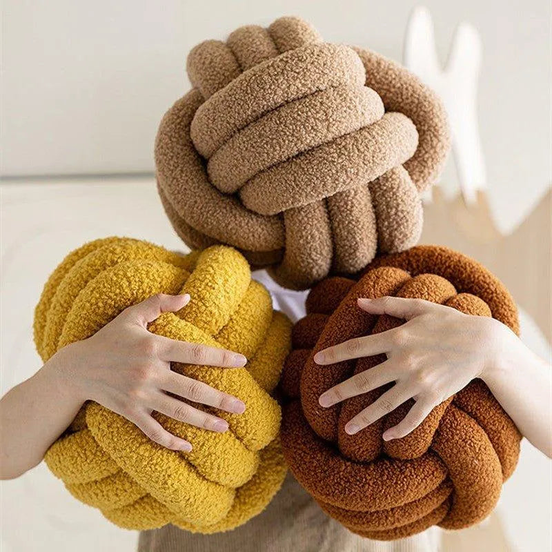 Hand-woven Knotted Ball Cushion │ Sofa Living Room Decorative Spherical Throw Pillow - Besontique Home