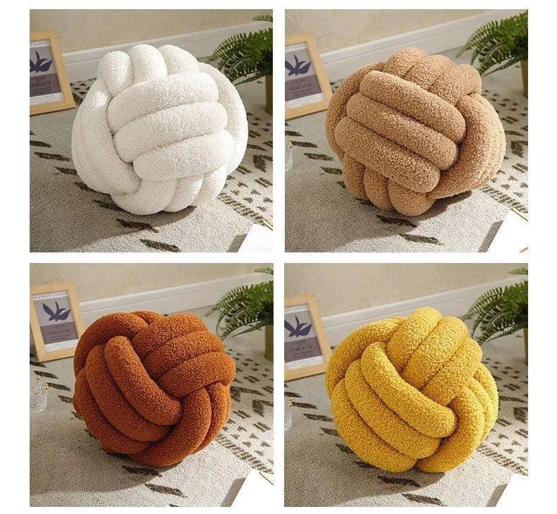 Hand-woven Knotted Ball Cushion │ Sofa Living Room Decorative Spherical Throw Pillow - Besontique Home