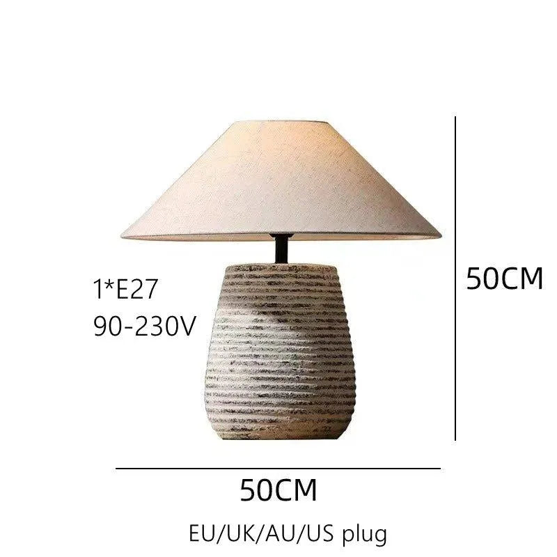 Handmade Modern Vintage Style Table Lamp │ Simple Nordic Natural Ceramic Desk Light - Besontique Home