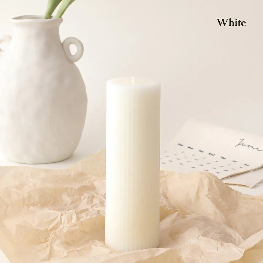 Handmade Pillar Cylindrical Candle 1 pcs │ Woolen Texture Decorative Long Candles - Besontique Home