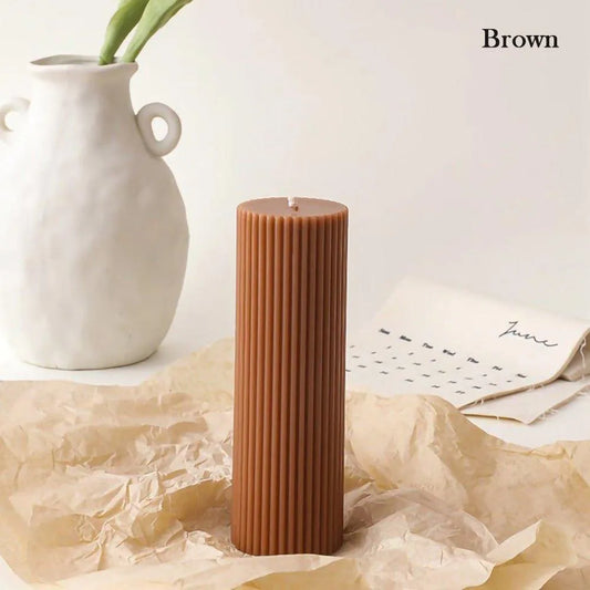 Handmade Pillar Cylindrical Candle 1 pcs │ Woolen Texture Decorative Long Candles - Besontique Home