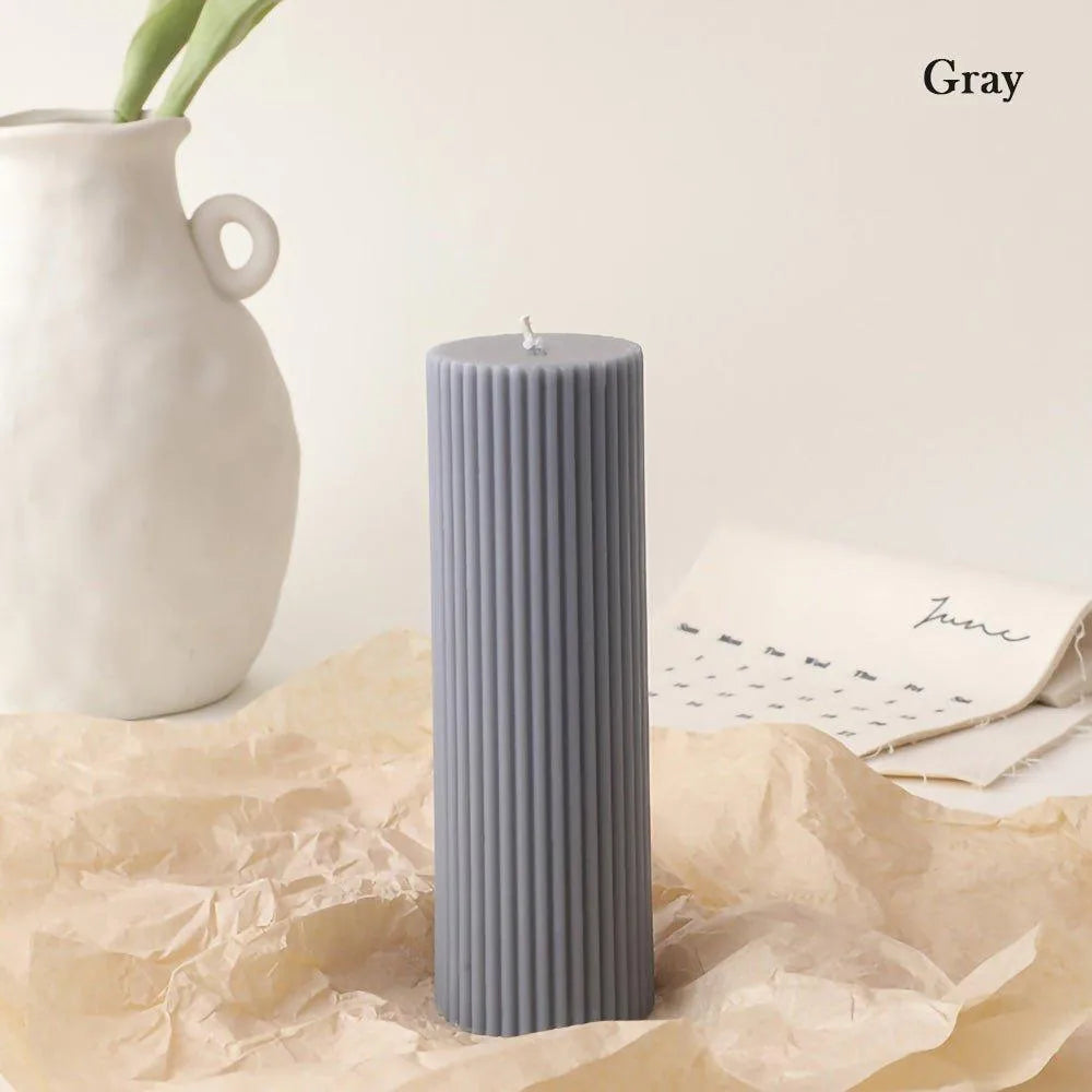 Handmade Pillar Cylindrical Candle 1 pcs │ Woolen Texture Decorative Long Candles - Besontique Home