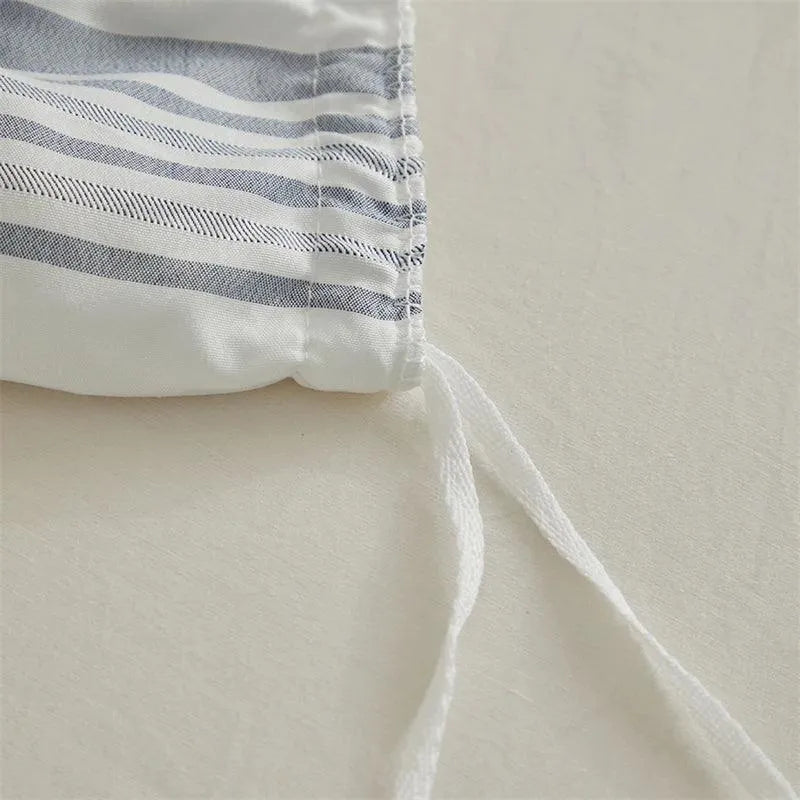 High-end Striped Cut Furball Bedding Set │ Modern Boho Quilt with Tassels Bed Duvet cover Pillow case - Besontique Home