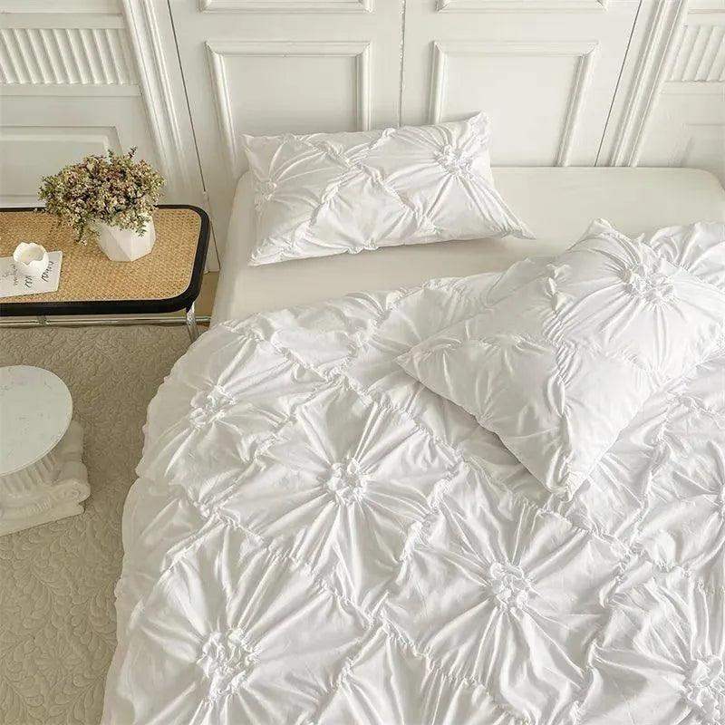High End Three-dimensional Pinch Pleated Bedding Set │ Modern Boho Quilt Bed Duvet cover Pillow case - Besontique Home