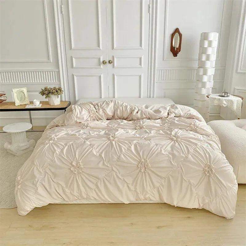 High End Three-dimensional Pinch Pleated Bedding Set │ Modern Boho Quilt Bed Duvet cover Pillow case - Besontique Home