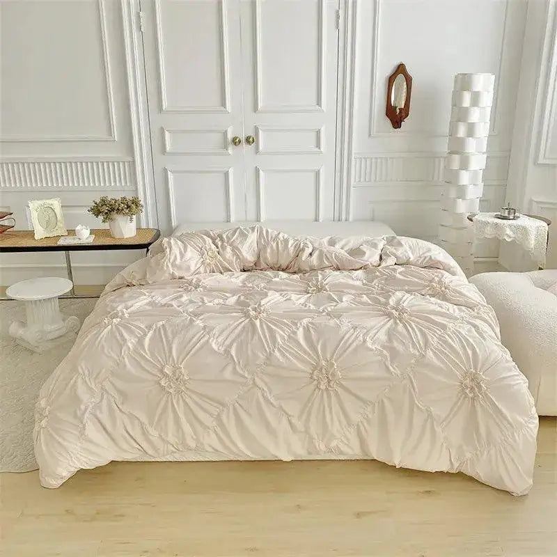 high-end-three-dimensional-pinch-pleated-bedding-set-modern-boho-quilt-bed-duvet-cover-pillow-case-besontique-home-19507 - Besontique Home