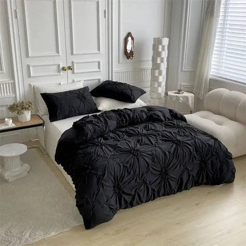 high-end-three-dimensional-pinch-pleated-bedding-set-modern-boho-quilt-bed-duvet-cover-pillow-case-besontique-home-24442 - Besontique Home