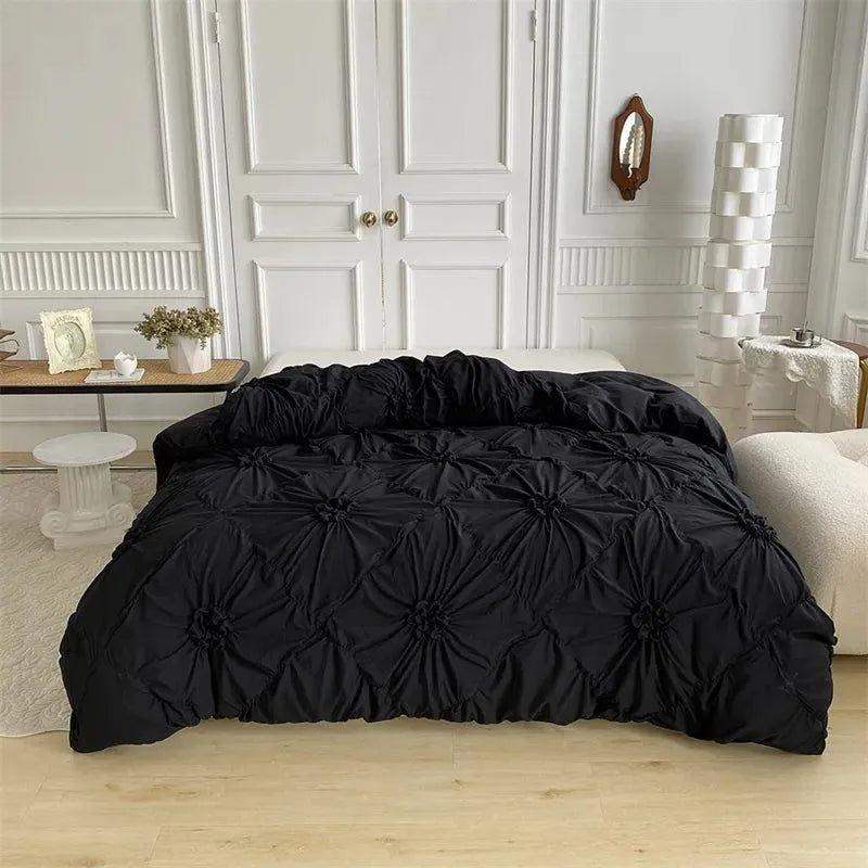 High End Three-dimensional Pinch Pleated Bedding Set │ Modern Boho Quilt Bed Duvet cover Pillow case - Besontique Home
