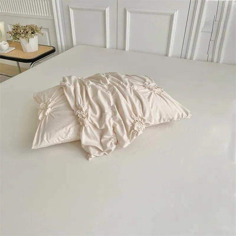 High End Three-dimensional Pinch Pleated Bedding Set │ Modern Boho Quilt Bed Duvet cover Pillow case - Besontique Home